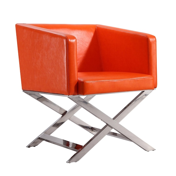 Manhattan Comfort Hollywood Lounge Accent Chair in Orange and Polished Chrome AC050-OR - main